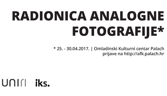 Udruga studenata Inicijativa kulturalnih studija u suradnji sa AFK Palach organizira radionicu analogne fotografije u razdoblju od 25. do 30. travnja u prostorima Omladinskog kulturnog centra Palach. Projekt je financiran od strane Sveučilišta u Rijeci.