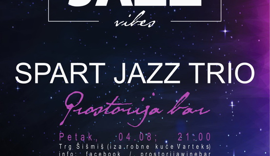 Nova ljetna manifestacija, Noći riječkih trgova, u petak, 4. kolovoza, donosi još jedan glazbeni nastup – Spart Jazz Trio nastupa na Trgu Šišmiš, ispred Caffe bara Prostorija s početkom u 21 sat.