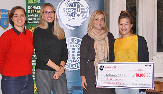 Rotaract klub Rijeka dodijelio je 10.000 kuna stipendije izvrsnoj učenici slabijeg imovinskog stanja