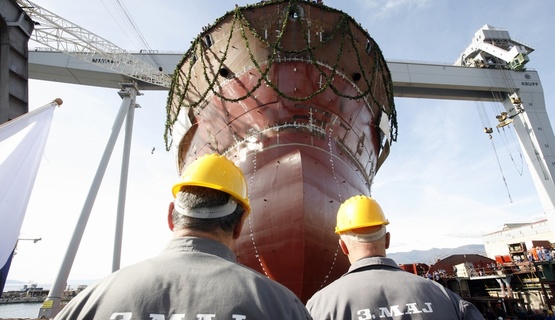 U Brodogradilištu 3. maj danas je porinut treći iz serije tankera za prijevoz asfalta za švedsku kompaniju Wisby Tankers, čiji su predstavnici došli na porinuće. Brod nosi ime Palanca Sidney. / Foto: Tea Cimas / CROPIX