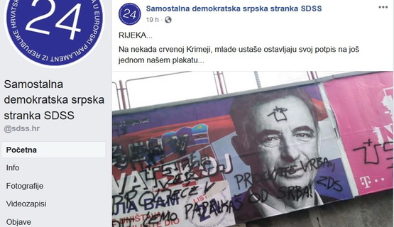 Gradonačelnik Rijeke Vojko Obersnel današnjim priopćenjem za medije osudio je uništavanje izbornih plakata Samostalne demokratske srpske stranke – SDSS. / Facebook SDSS
